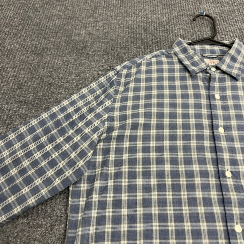 Faherty Shirt Mens L Blue Supima Cotton Stretch Plaid Button Down Casual Style - Picture 2 of 10